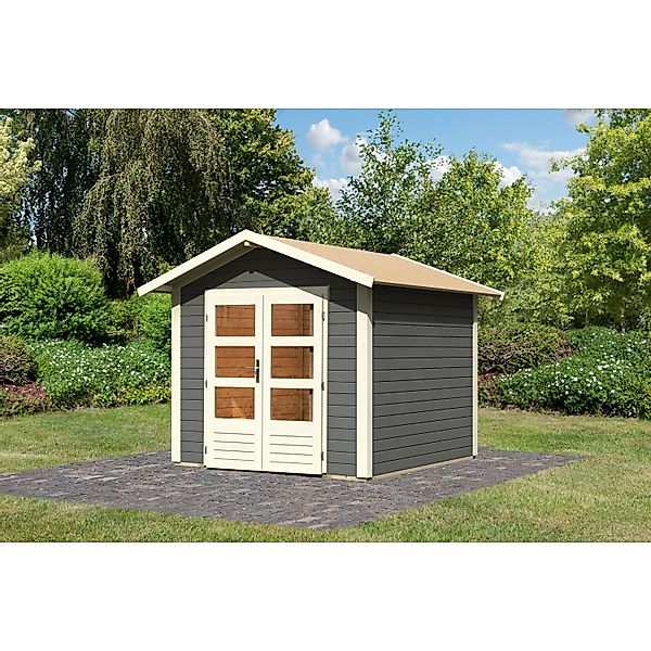 Karibu Holz-Gartenhaus Tessin 1 Terragrau 240 x 240 cm inkl. Boden günstig online kaufen