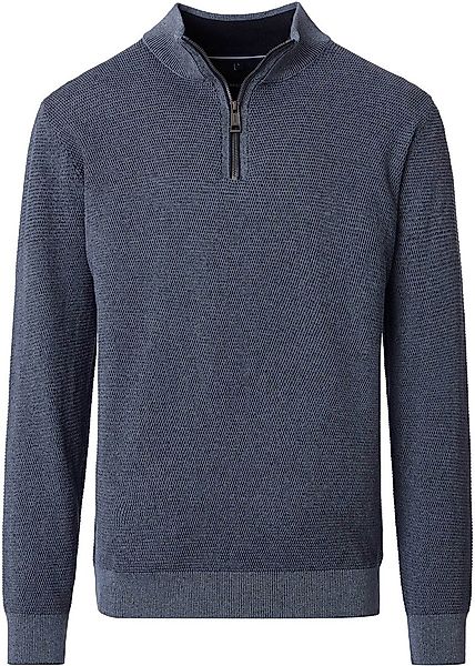 Casa Moda Halfzip Pullover Structure Blau - Größe XXL günstig online kaufen