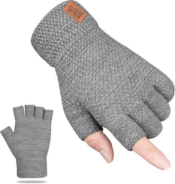 Coonoor Strickhandschuhe fingerlose Winterhandschuhe Halbfinger Rippstrick günstig online kaufen