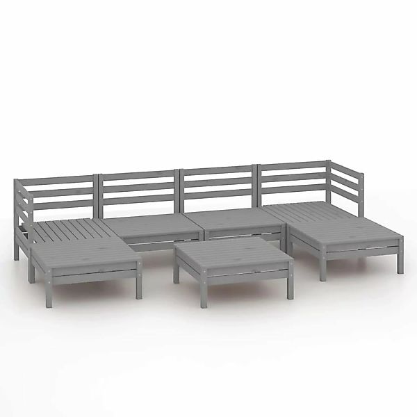 7-tlg. Garten-lounge-set Grau Kiefer Massivholz günstig online kaufen