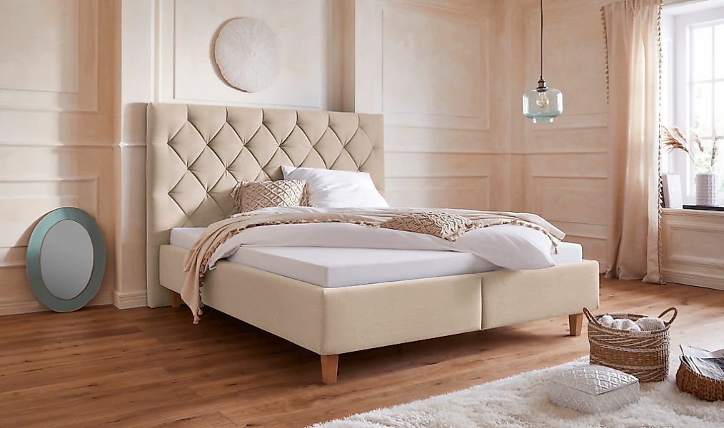 Home affaire Polsterbett "Sunley 140" Kreuzsteppung, Kopfteilhöhe 142 cm, o günstig online kaufen
