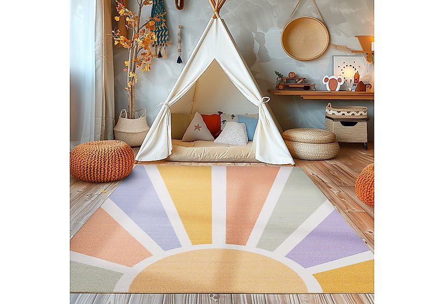 SIMPEX24 Teppich Sonnenstrahlen, Rechteckig, Höhe: 7 mm, Jungen-Mädchen Bab günstig online kaufen