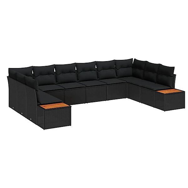 vidaXL Garten-Sofa-Set mit Kissen 10-Tlg Schwarz Poly Rattan 3348174 günstig online kaufen