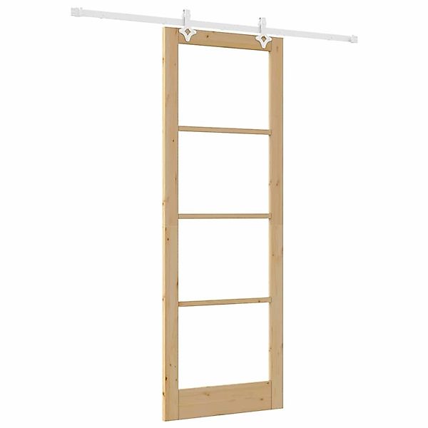 vidaXL Schiebetür Braun 83 x 232 cm Holz und Metall 3332253 günstig online kaufen