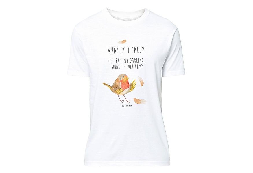 Mr. & Mrs. Panda T-Shirt Rotkehlchen mit Federn - Weiß - Geschenk, gute Lau günstig online kaufen