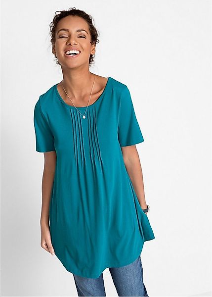 bonprix T-Shirt A-Linie, Kurzarm, aus Baumwolle und Viskose günstig online kaufen