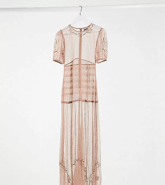 Reclaimed Vintage Inspired – Transparentes Couture-Maxikleid mit Verzierung günstig online kaufen