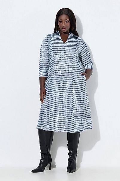 Ulla Popken Midikleid Punto-Midikleid A-Linie Kelchkragen 3/4-Arm günstig online kaufen