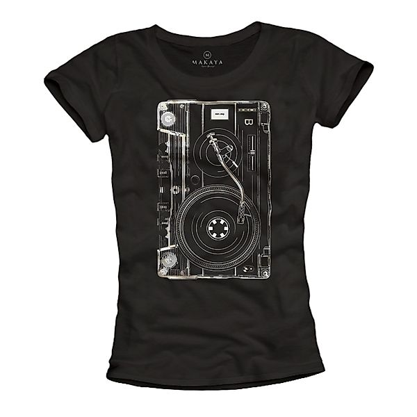 MAKAYA Print-Shirt Damen Top Retro Kassette günstig online kaufen