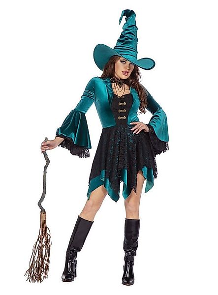 Metamorph Hexen-Kostüm Hexenkleid türkisem Samt - Halloween Kostüm Damen, A günstig online kaufen