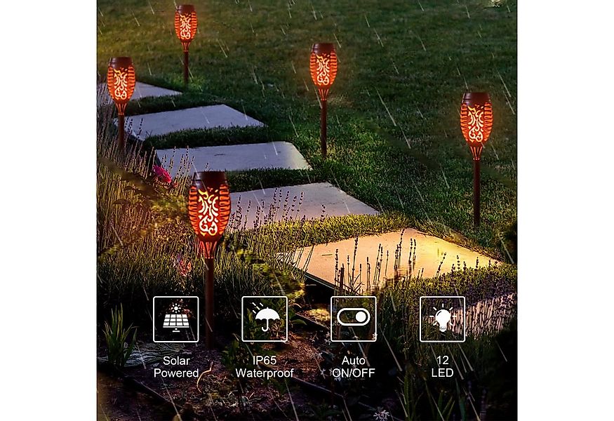 LQWELL LED Solarleuchte Solarleuchten Solar Fackellicht für Außen Garten, L günstig online kaufen