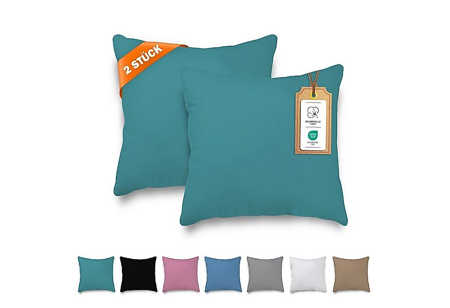 Veluna Home Kissenbezüge 100% Baumwolle(2er-Set) Renforcé Kissenbezug mit R günstig online kaufen