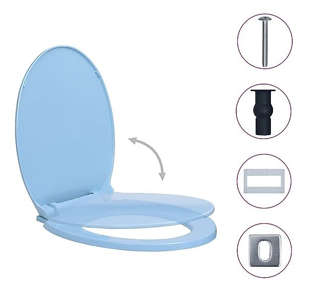 vidaXL WC-Sitz, Toilettensitz mit Absenkautomatik Quick-Release Blau Oval günstig online kaufen