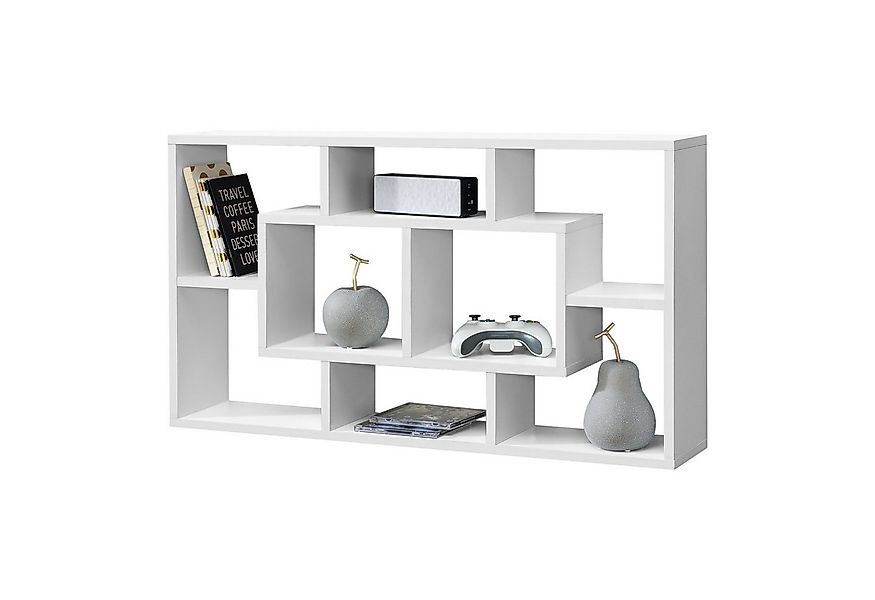 en.casa Wandregal, Saputit Bücherregal 85x16x48cm mit 8 Ablagefächern Weiß günstig online kaufen