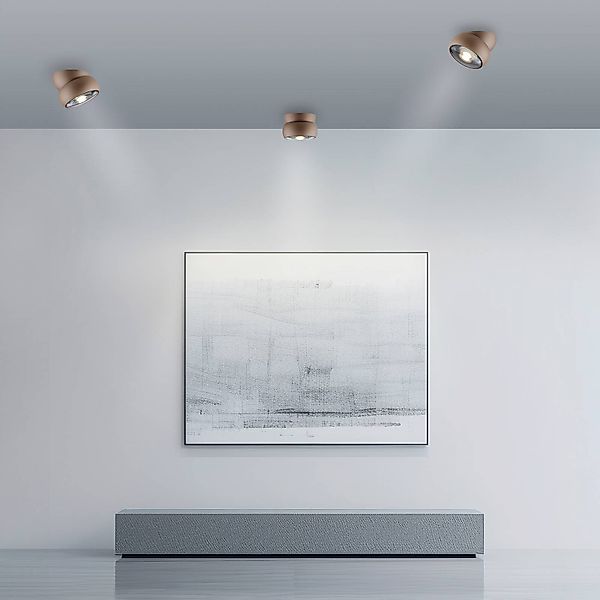 PURE LED-Deckenspot Move, Ø 12 cm, bronzefarben, Metall/Glas günstig online kaufen