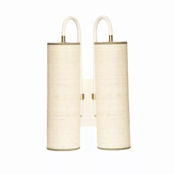Wandleuchte Tokyo Double faser weiß / Bast - H 42 cm - Maison Sarah Lavoine günstig online kaufen