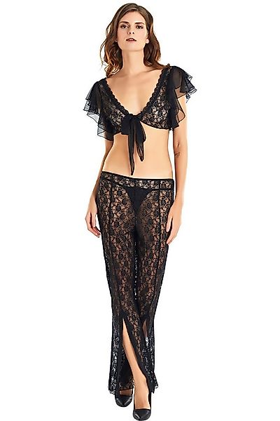 Schlafanzug Sexy 3-teiliges Damen Dessous Set – Spitze Top, Hose & Tanga günstig online kaufen