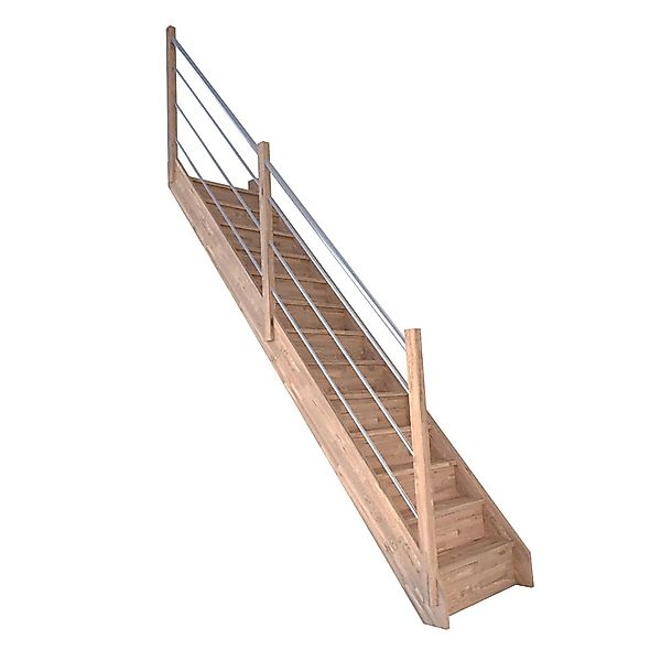 StarWood Treppe Rhodos Eiche Gerade Holz-Edelstahl-Geländer L FSC® günstig online kaufen