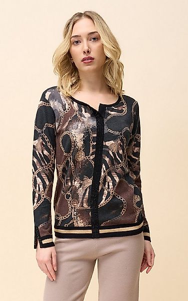 Passioni Strickpullover mit Print und Strassdetails günstig online kaufen