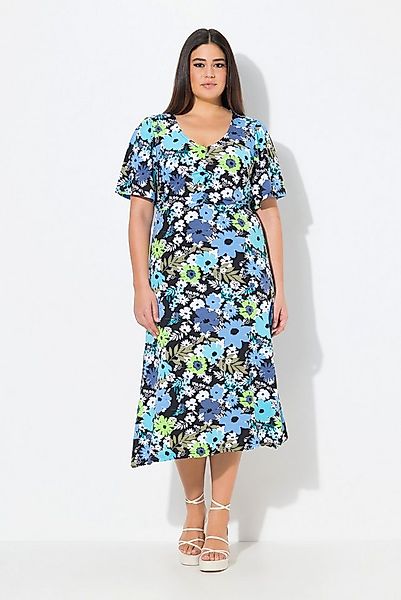 Ulla Popken Jerseykleid Jersey-Midikleid A-Linie V-Ausschnitt Halbarm günstig online kaufen