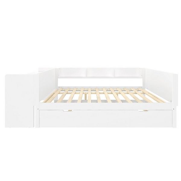 Gotagee Polsterbett Flachbett 140x200cm Holzbett Doppelbett mit Regalen Kie günstig online kaufen