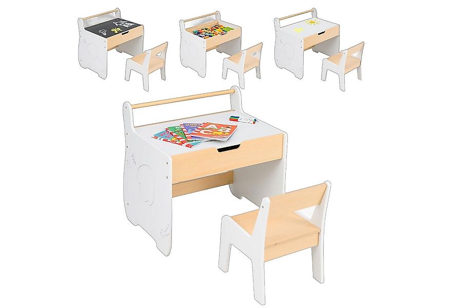 COSTWAY Kindersitzgruppe, 2 in 1 Kinder Aktivitätstisch und Stuhl, Holz günstig online kaufen