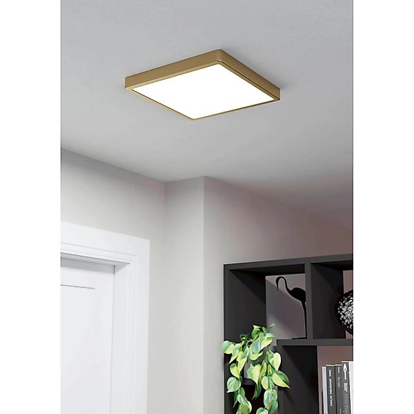 Eglo LED Aufbauleuchte Fueva 5 Messing-Weiß eckig 20,5 W günstig online kaufen