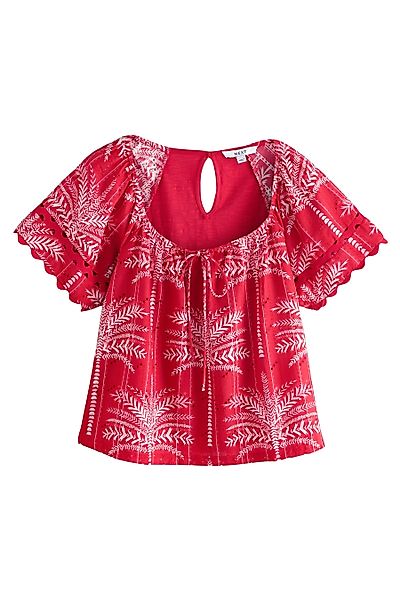 Next Kurzarmbluse Boho-Kurzarmoberteil mit Lochstickerei (1-tlg) günstig online kaufen