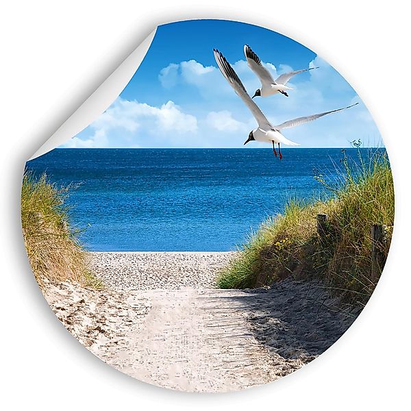 WallSpirit Wandsticker Wandaufkleber rund "Strand mit günstig online kaufen