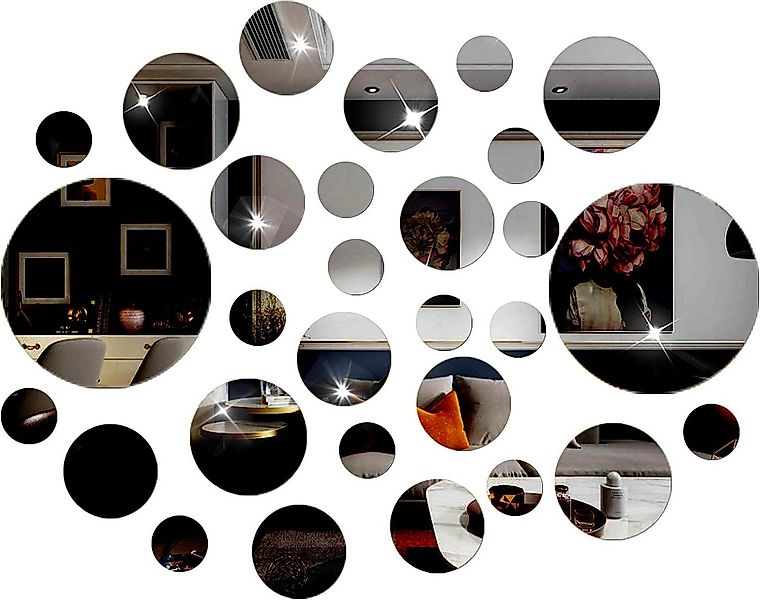 Coonoor 3D-Wandtattoo 32 Stück Acrylspiegel Wandaufkleber, Wandabziehbild S günstig online kaufen