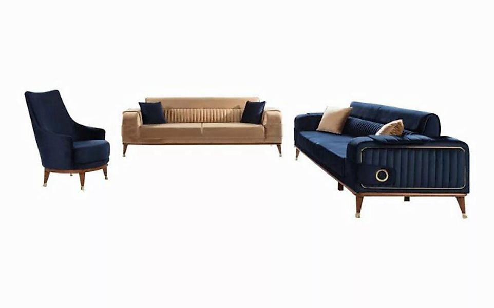 Xlmoebel Sofa Elegante Couchgruppe 3+3+1 Sitzer Design Sofa Polster Möbel, günstig online kaufen