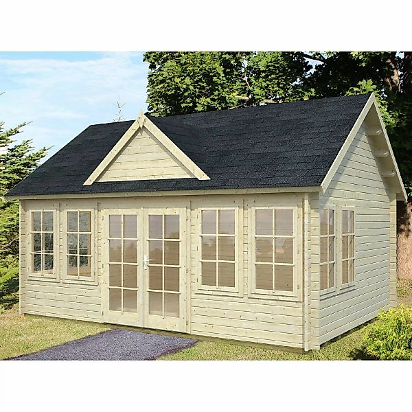 Palmako Claudia Holz-Gartenhaus Natur Satteldach Unbehandelt 530 cm x 380 c günstig online kaufen