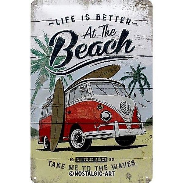 Nostalgic-Art Blechschild 20 x 30cm - Volkswagen - VW Bulli Beach günstig online kaufen