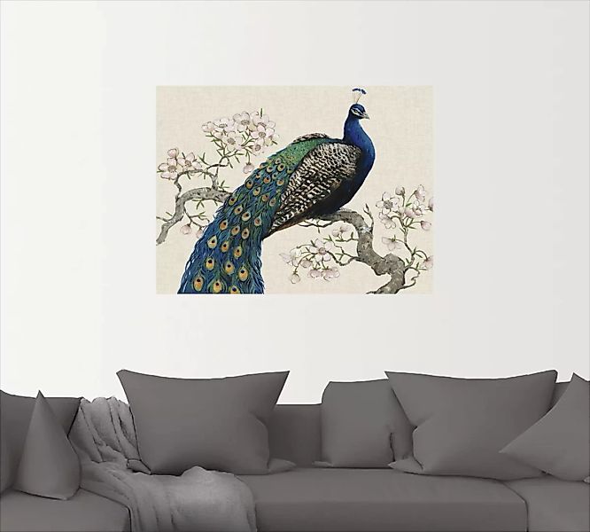 Artland Wandbild "Pfau & Blüten I", Vögel, (1 St.), als Alubild, Outdoorbil günstig online kaufen