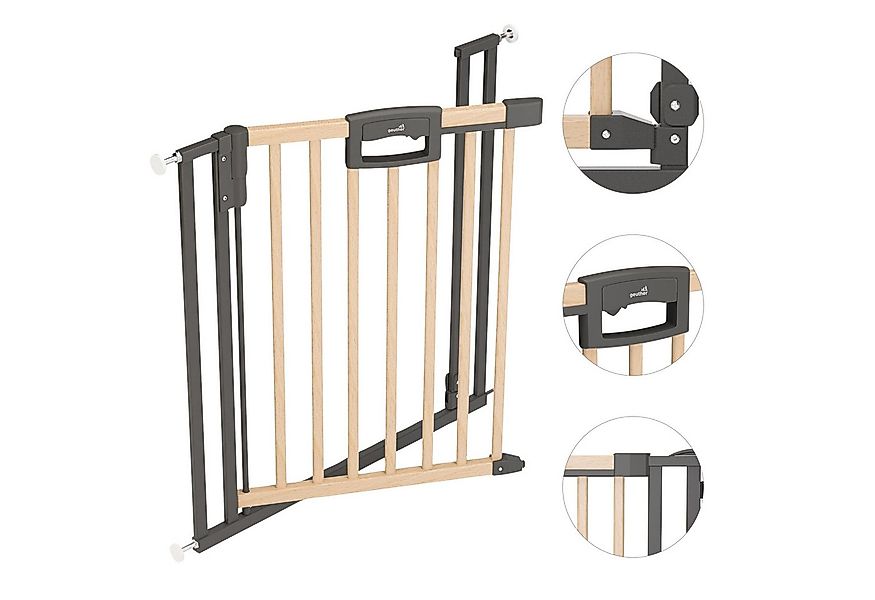Geuther Türschutzgitter Türschutzgitter Easylock 80,5-88,5 cm in Holz/Schwa günstig online kaufen