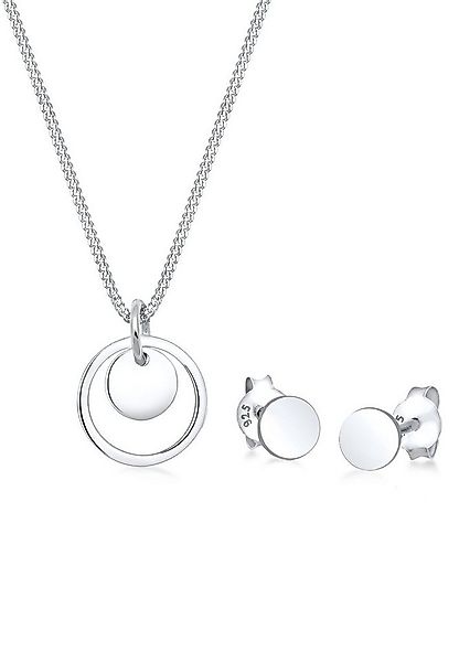 Elli Schmuckset Rund Plättchen Kette Ohrstecker 925 Silber günstig online kaufen