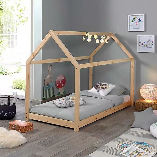Kinderzimmer Bett aus Kiefer Massivholz Haus Optik günstig online kaufen