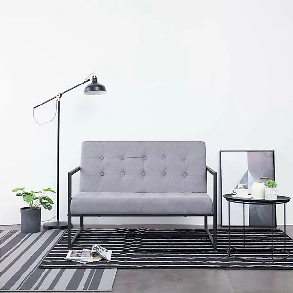 2-sitzer-sofa Mit Armlehnen Hellgrau Stahl Und Stoff günstig online kaufen