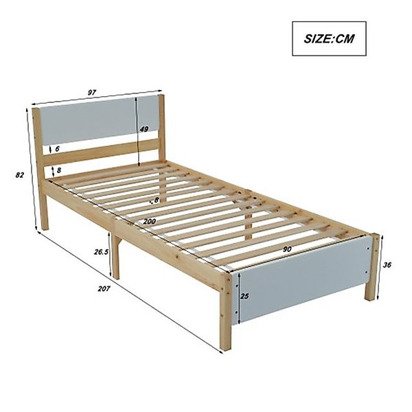 XDeer Einzelbett Einzelbett, Holzbett, Kiefernholzrahmen mit Mittelfuß, Jug günstig online kaufen