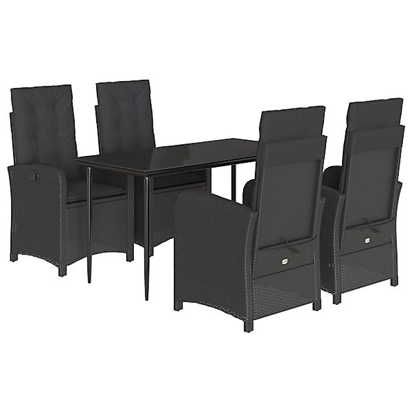 vidaXL 5-Tlg Garten-Essgruppe mit Kissen Schwarz Poly Rattan 3212313 günstig online kaufen