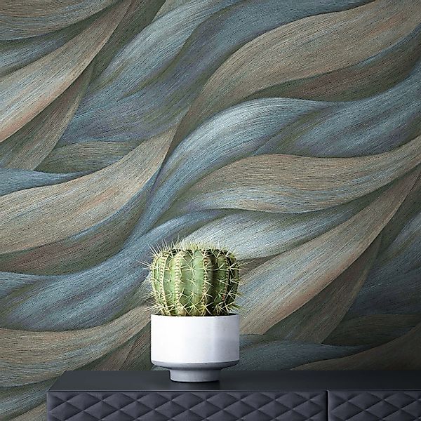 Newroom Vliestapete, Blau Tapete Modern Blätter günstig online kaufen