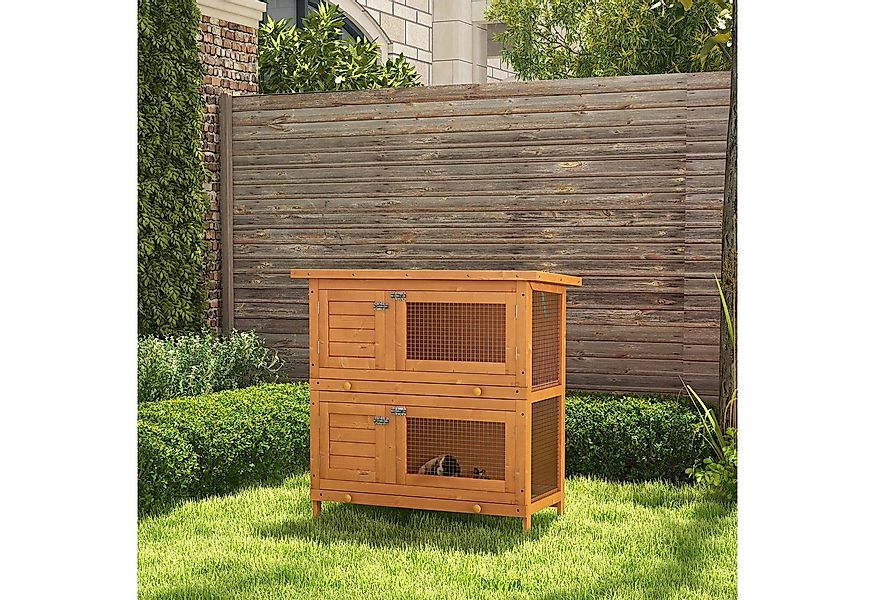 PawHut Kleintierstall Kaninchenstall, Wetterbeständig und leicht zu reinige günstig online kaufen