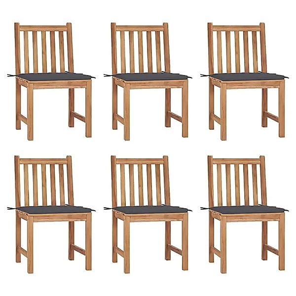 vidaXL Gartenstühle 6 Stk mit Kissen Massivholz Teak 3073115 günstig online kaufen