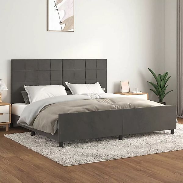 Vidaxl Bettgestell Mit Kopfteil Dunkelgrau 200x200 Cm Samt günstig online kaufen