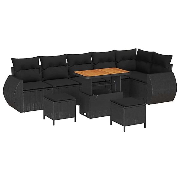 vidaXL Gartensofa-Set mit Kissen mit Kissen 9 Stk Schwarz Poly Rattan 33638 günstig online kaufen
