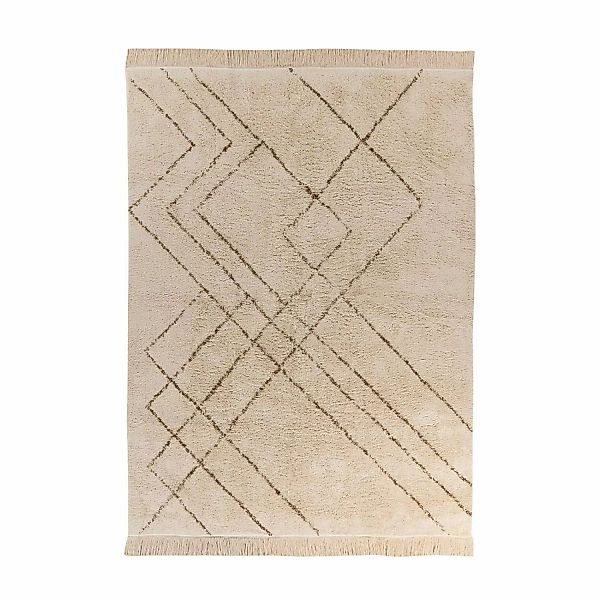 MeGusta Kurzflor Teppich Modern Creme Braun pflegeleicht 80 x 150 cm günstig online kaufen