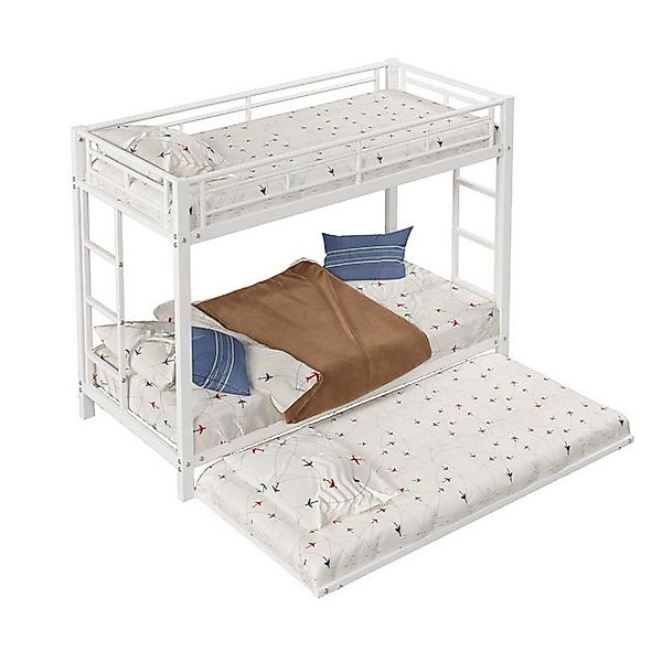OKWISH Etagenbett Kinderbett, ausgestattet mit Ausziehbett, hohe Geländer ( günstig online kaufen