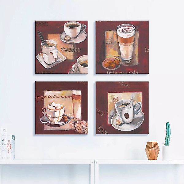 Artland Leinwandbild »Kaffee I, -II, -III, -IV«, Getränke, (4 St.) günstig online kaufen