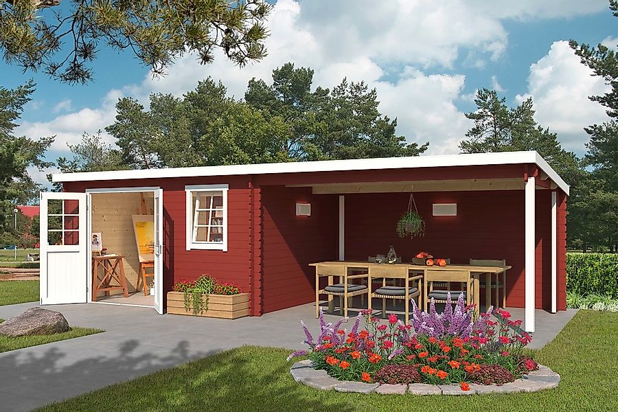 LASITA MAJA Gartenhaus "Reno, Schwedenrot", (Set), mit Anbau günstig online kaufen