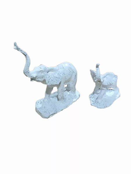 Skulptur Elefant 2er Set Weiß Marmoroptik günstig online kaufen